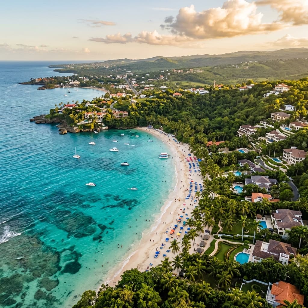 Aerial view of Sosúa Beach, Dominican Republic